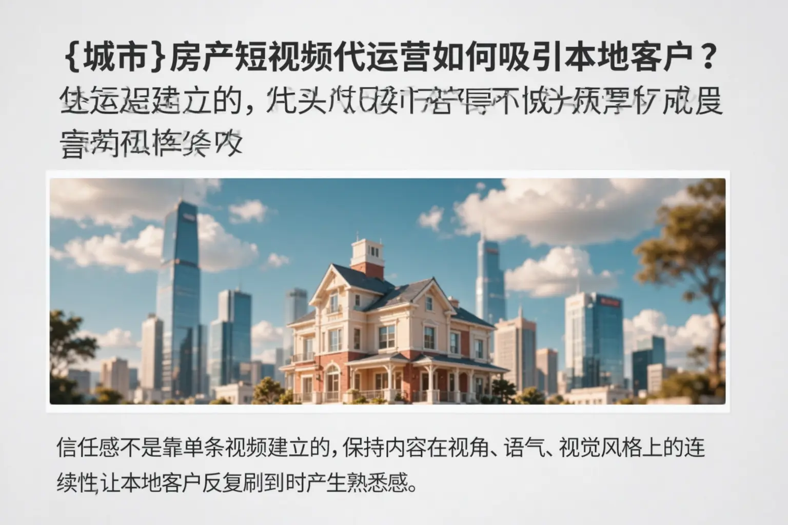伊通房产短视频代运营如何吸引本地客户?